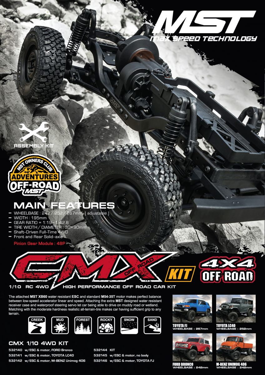 MST CMX Deceleration Gear Set Black RC Cars Crawler EP 4WD 1:10 Off Road #230014