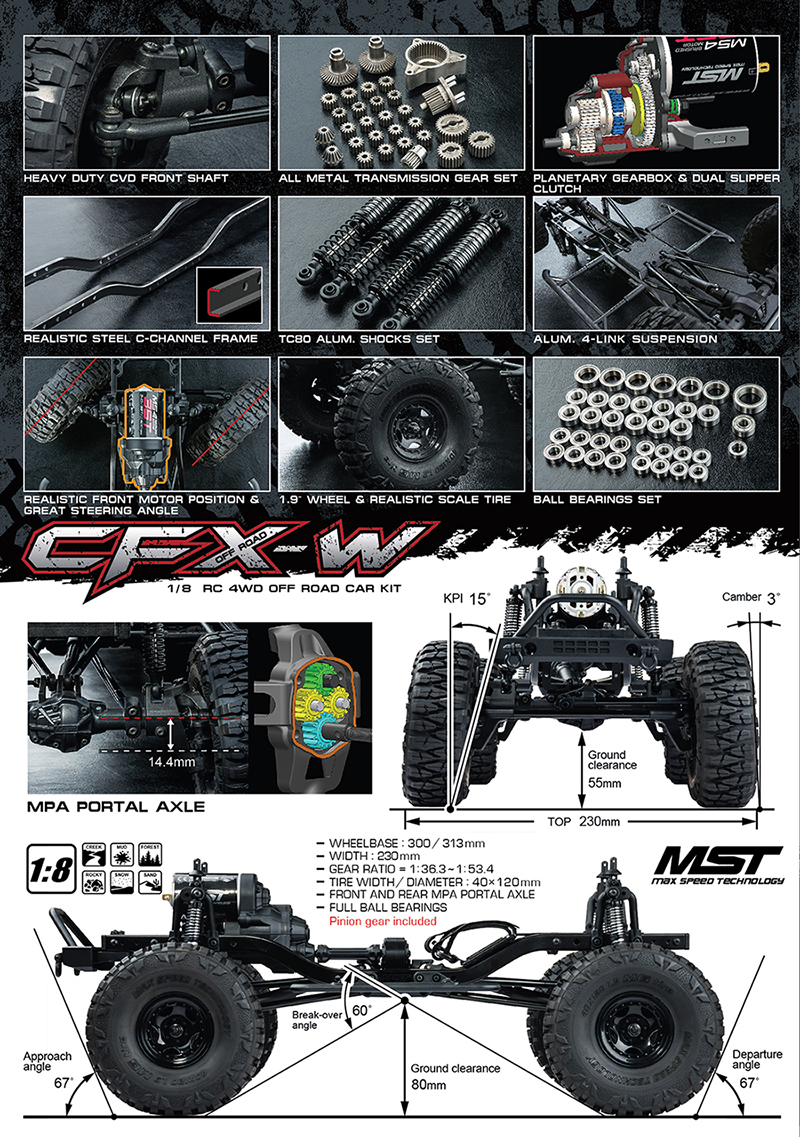 Kayhobbies - Onlineshop für RC Cars - Drift - Crawler - MST CFX-W 4WD  Crawler KIT