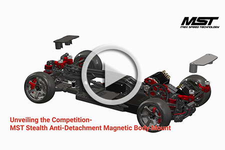 Unveiling the Competition-MST Stealth Anti-Detachment Magnetic Body Mount-the ultimate blend of style, precision, and security for high-performance RC drift chassis.