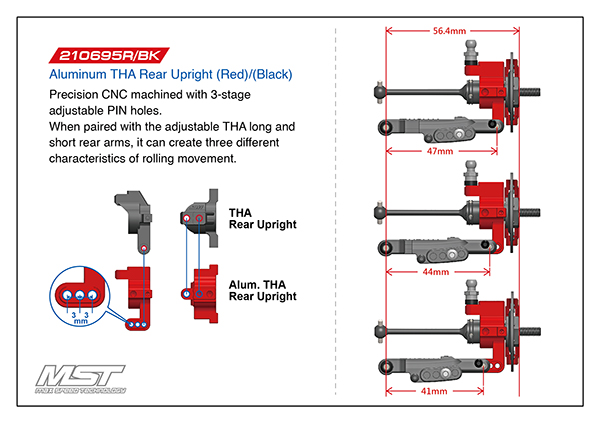MST THA Alum. Rear Upright - Red MST THA Alum. Rear Upright - Red