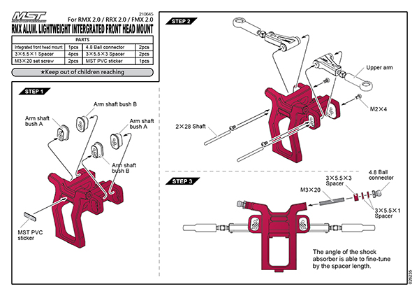 MST RMX 2.0 Front Bulkhead Set MST RMX 2.0 Front Bulkhead Set